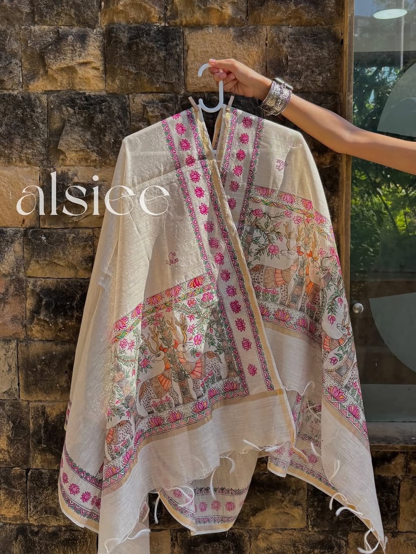 Floral Muga Silk Dupatta